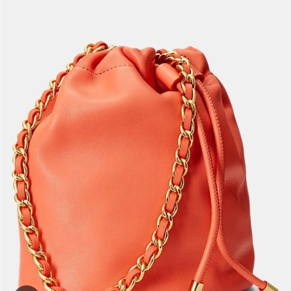 Ralph Lauren Emmy 19 Bucket Bag Orange Leather Crossbody